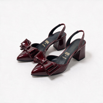Zapatilla moño slingback charol vino