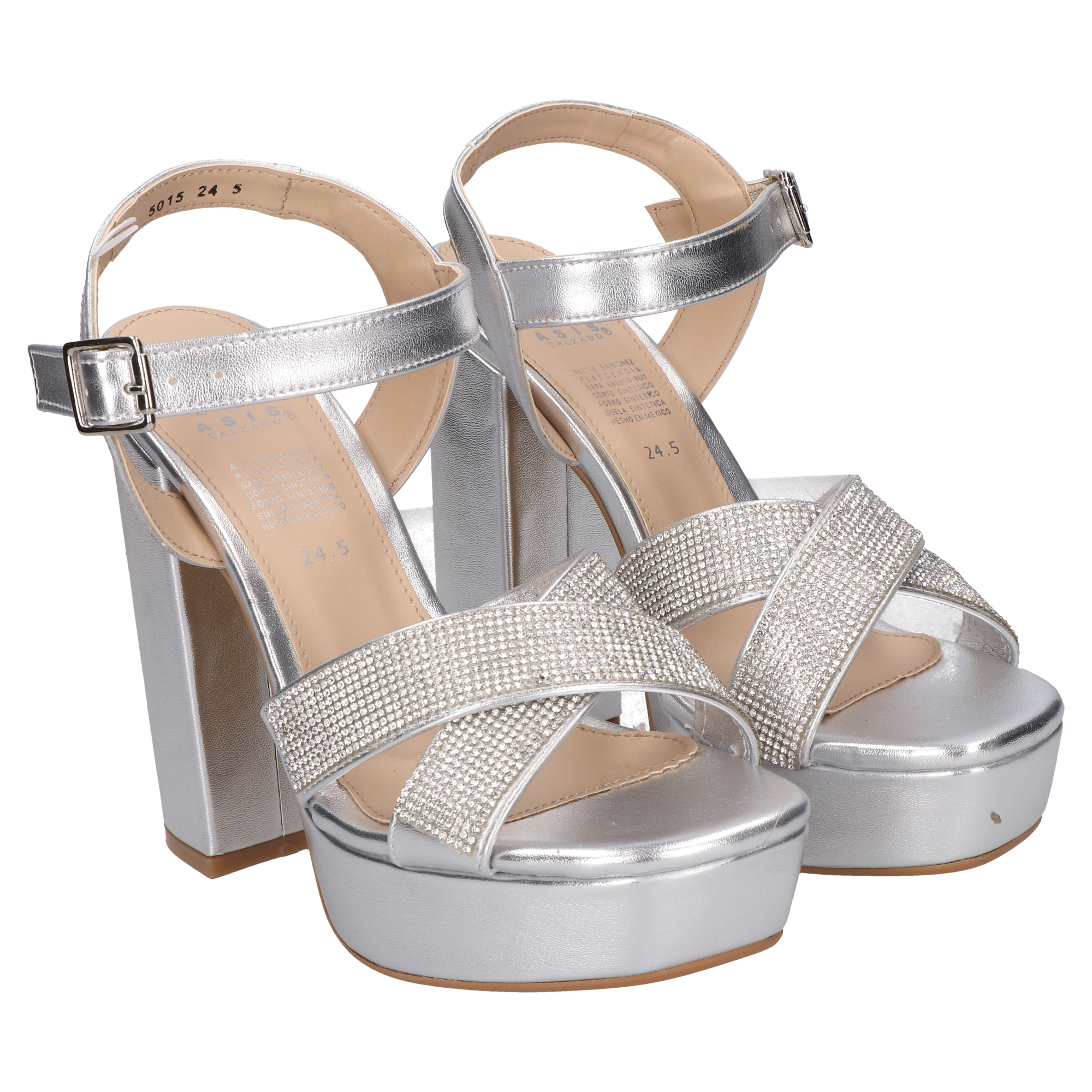 Sandalias De Tacón Dama 09-Ma 5015 Plata